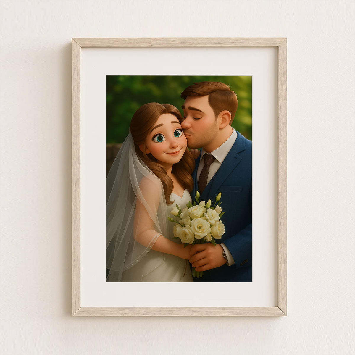 Charming Cartoon Wedding Couple Art Print – Whimsical Illustration for Home Decor and Gifts
 - 6