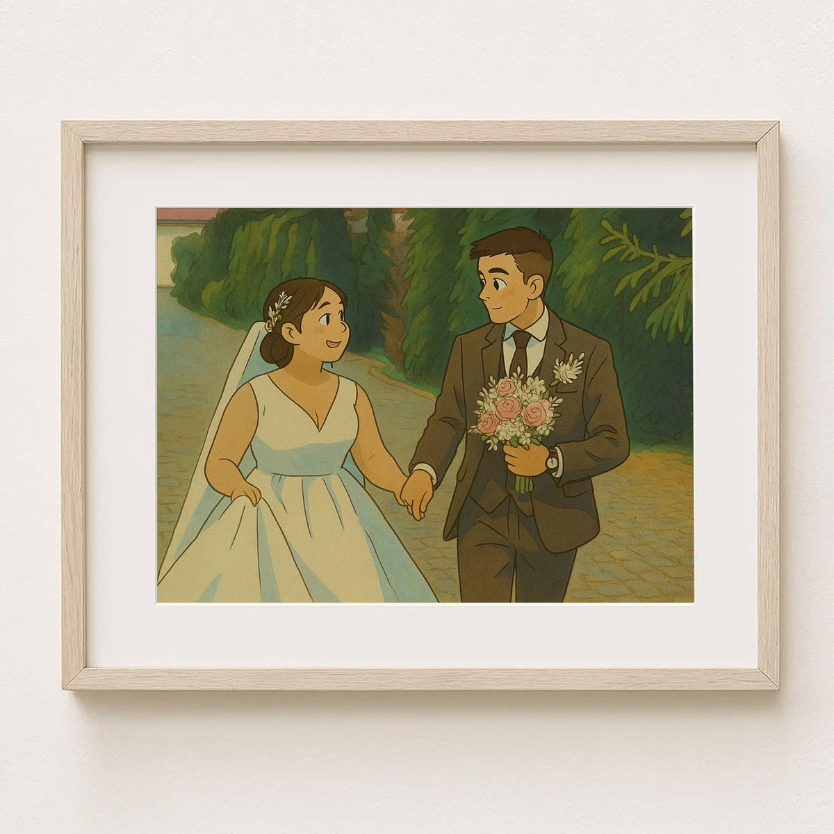 Romantic Wedding Kiss Art Print | Elegant Anime Style Artwork for Home Décor
 - 6