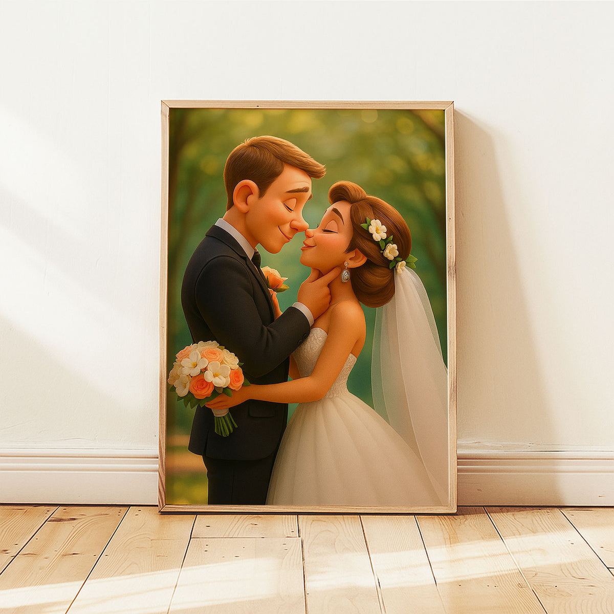 Charming Animated Wedding Portrait of a Bride and Groom – Perfect for Celebrating Love and Romance
 - 5