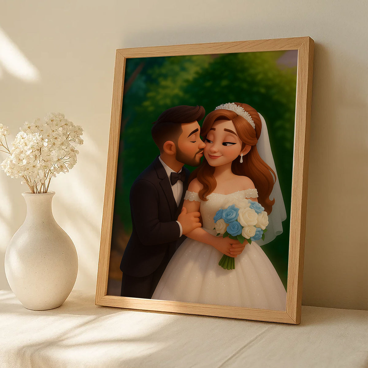 Whimsical Wedding Kiss Illustration - Perfect for Celebrating Love in Charming Artwork
 - 6