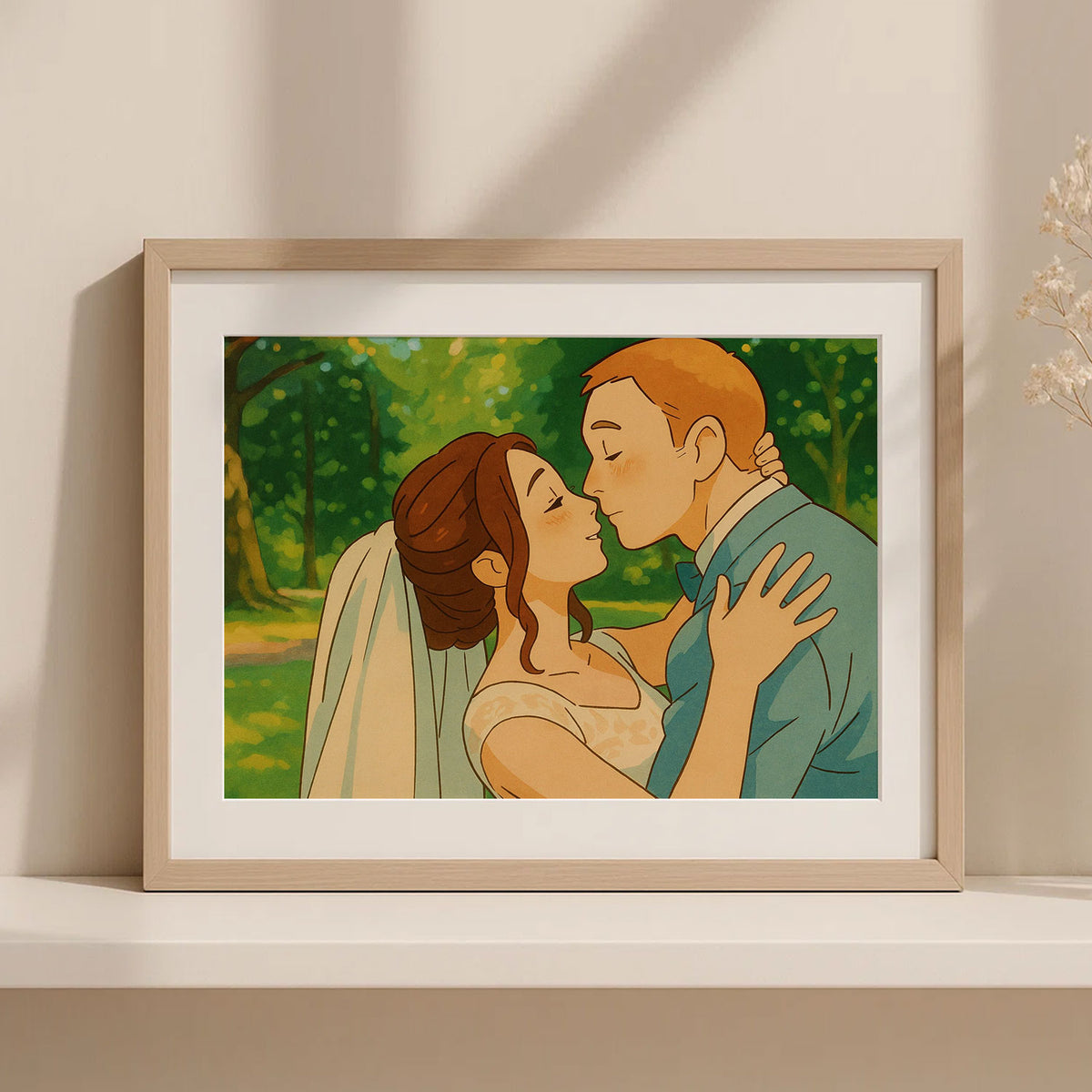 Charming Couple Wedding Art Print in Vibrant Cartoon Style – Perfect for Home Décor and Love Celebrations
 - 6