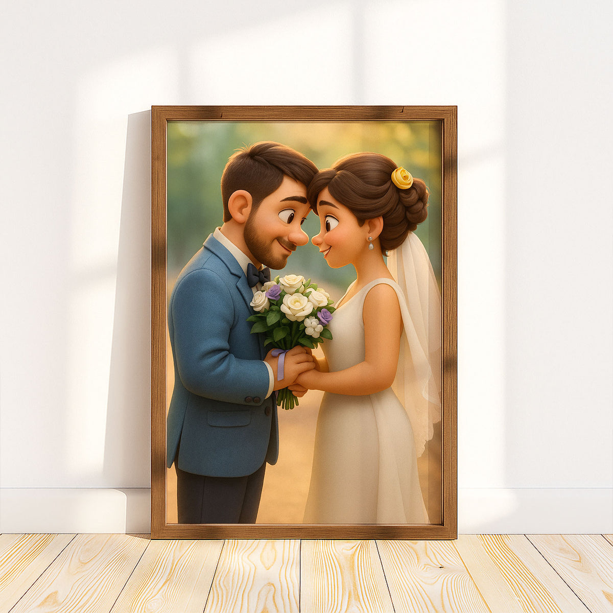 Charming Cartoon Couple Wedding Portrait: Enchanting Animated Style for Your Home Decor
 - 6