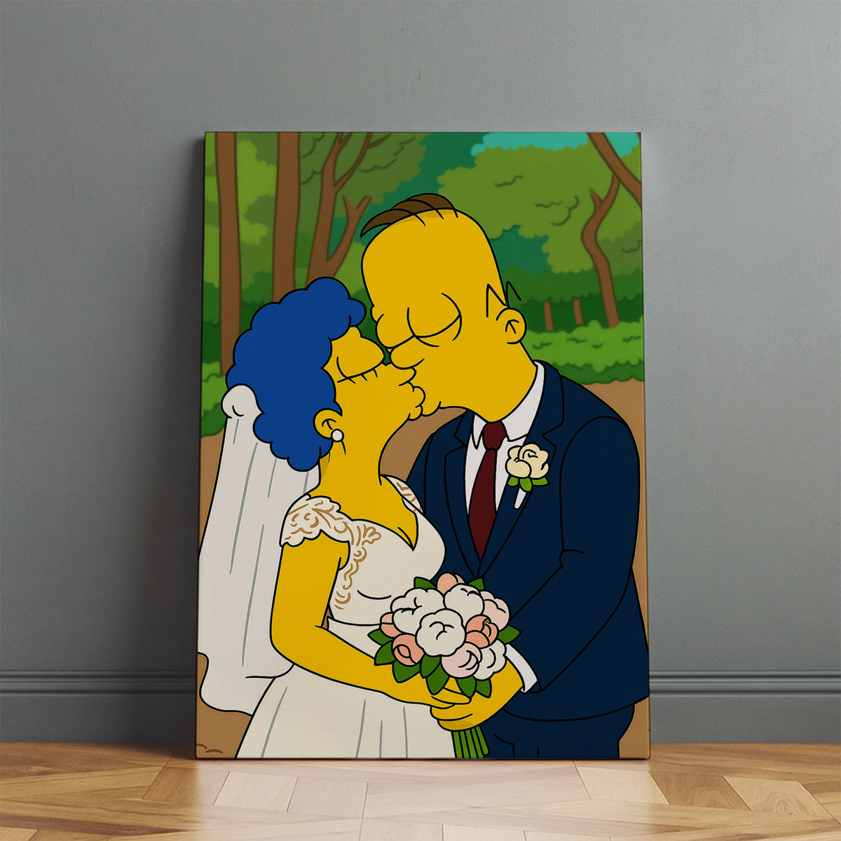 Whimsical Cartoon Wedding Art Print in Iconic Style – Celebrate Love with a Unique Simpsons-Inspired Design
 - 6