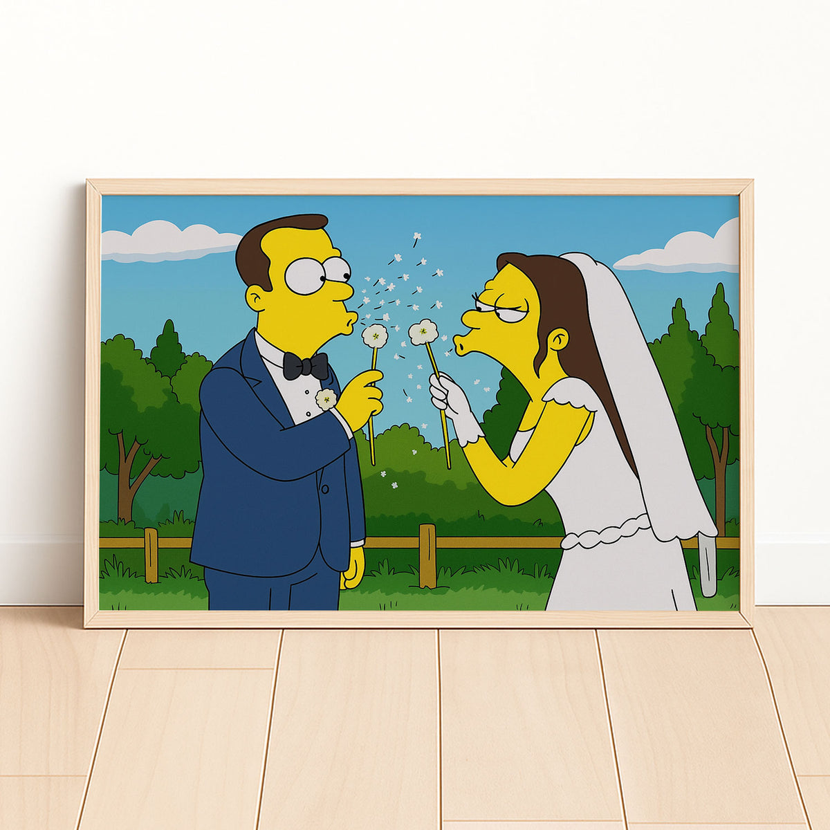 Charming Simpsons Wedding Art – Homer and Marge&#39;s Colorful Love Story Print
 - 6