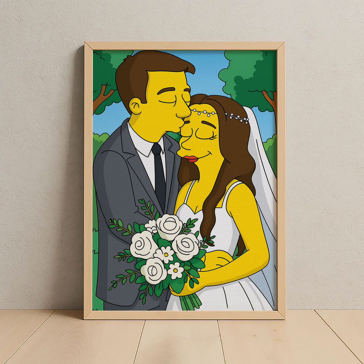Charming Simpsons Wedding Art Print - Homage to Love in Vibrant Cartoon Style
 - 6