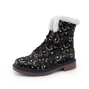 Bat Moon Web Unisex Lace Up Winter Boots For Witchy Hippie