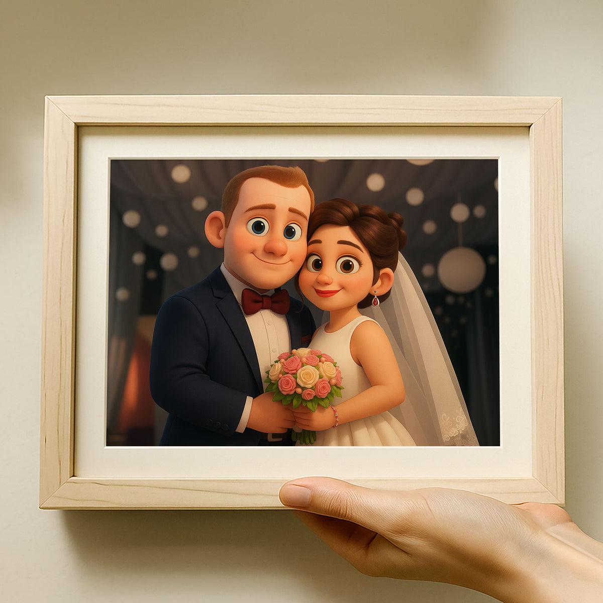 Charming Cartoon Wedding Art Print Featuring Happy Couple - Perfect Home Decor for Newlyweds
 - 7