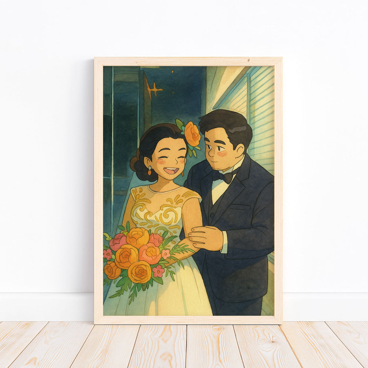 Captivating Anime-Style Wedding Couple Art Print – Perfect Gift for Newlyweds and Romantic Décor
 - 7