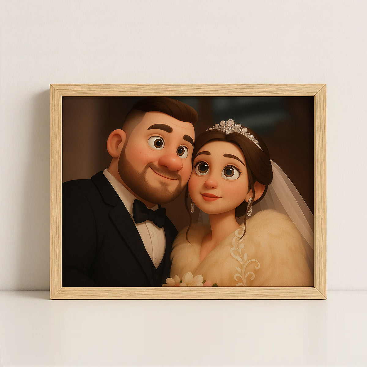 Beautiful Animated Wedding Portrait of a Happy Couple in a Charming Style - Perfect for Your Home Decor
 - 7