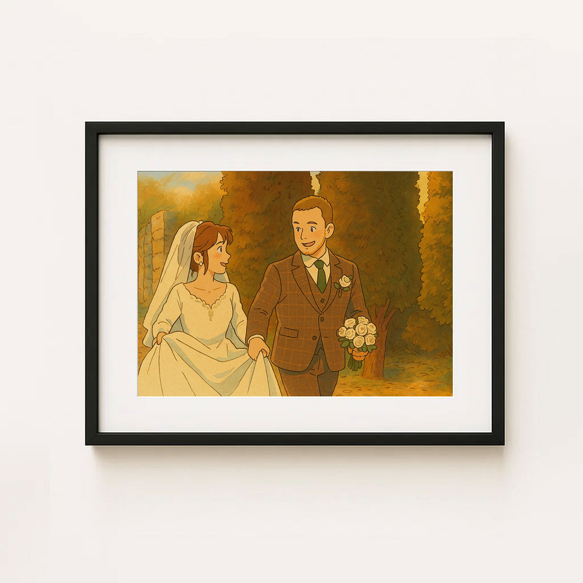 Romantic Wedding Couple Art Print | Stylish Illustration for Home Decor
 - 7