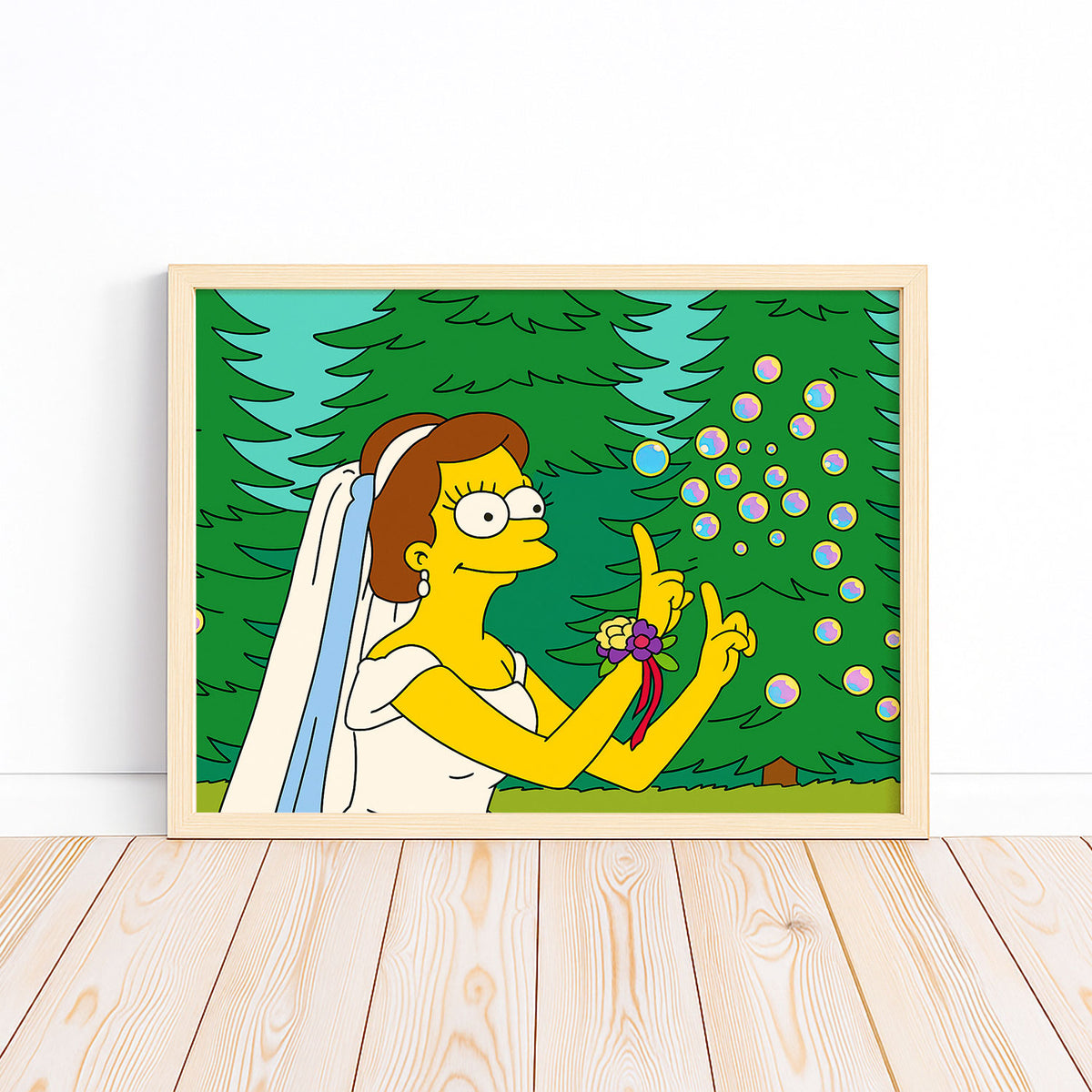 Charming Cartoon Wedding Art Print in a Playful Style - Perfect for Home Decor or Gifts
 - 7