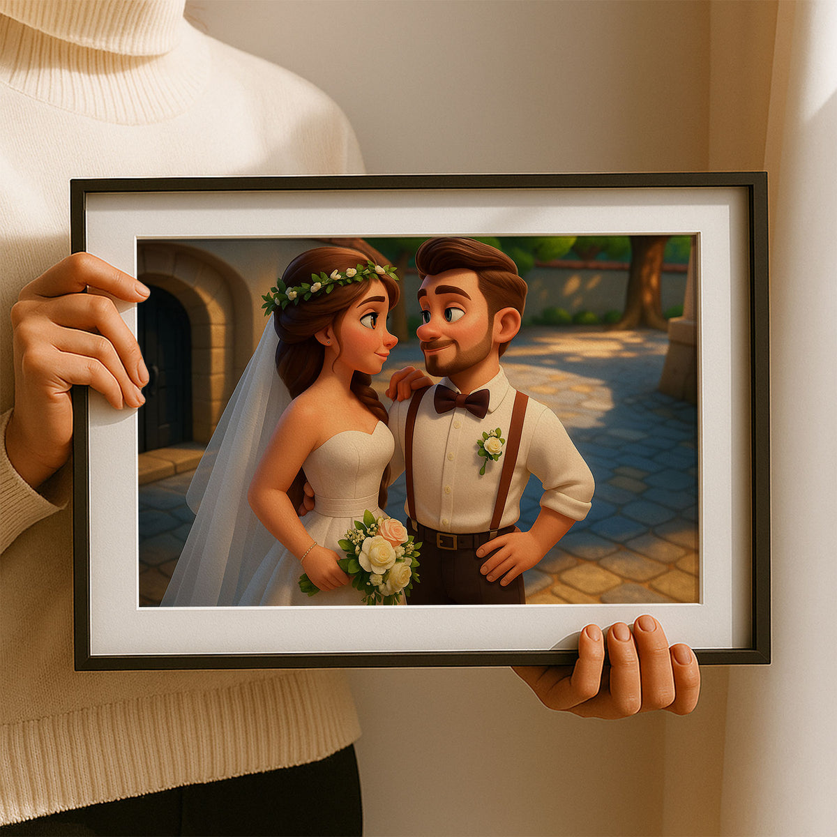 Charming Animated Wedding Portrait: Celebrate Love with Whimsical Art Style
 - 7