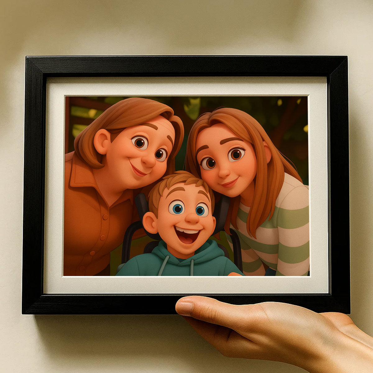 Charming Family Portrait Art: Whimsical Cartoon Style with Happy Kids and Loving Parents
 - 7