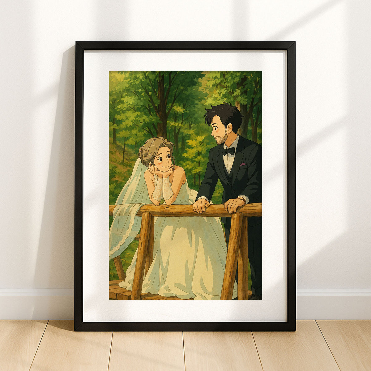 Charming Romantic Scene: Animated Wedding Couple Painting in Lush Nature Setting
 - 7