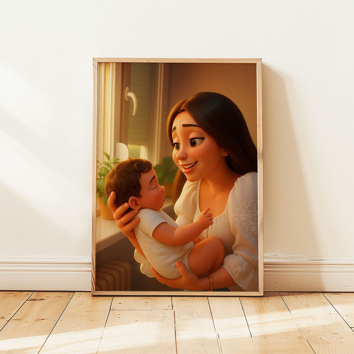 Whimsical Mother and Baby Cartoon Print: Heartwarming Digital Art for Your Nursery or Family Space
 - 7