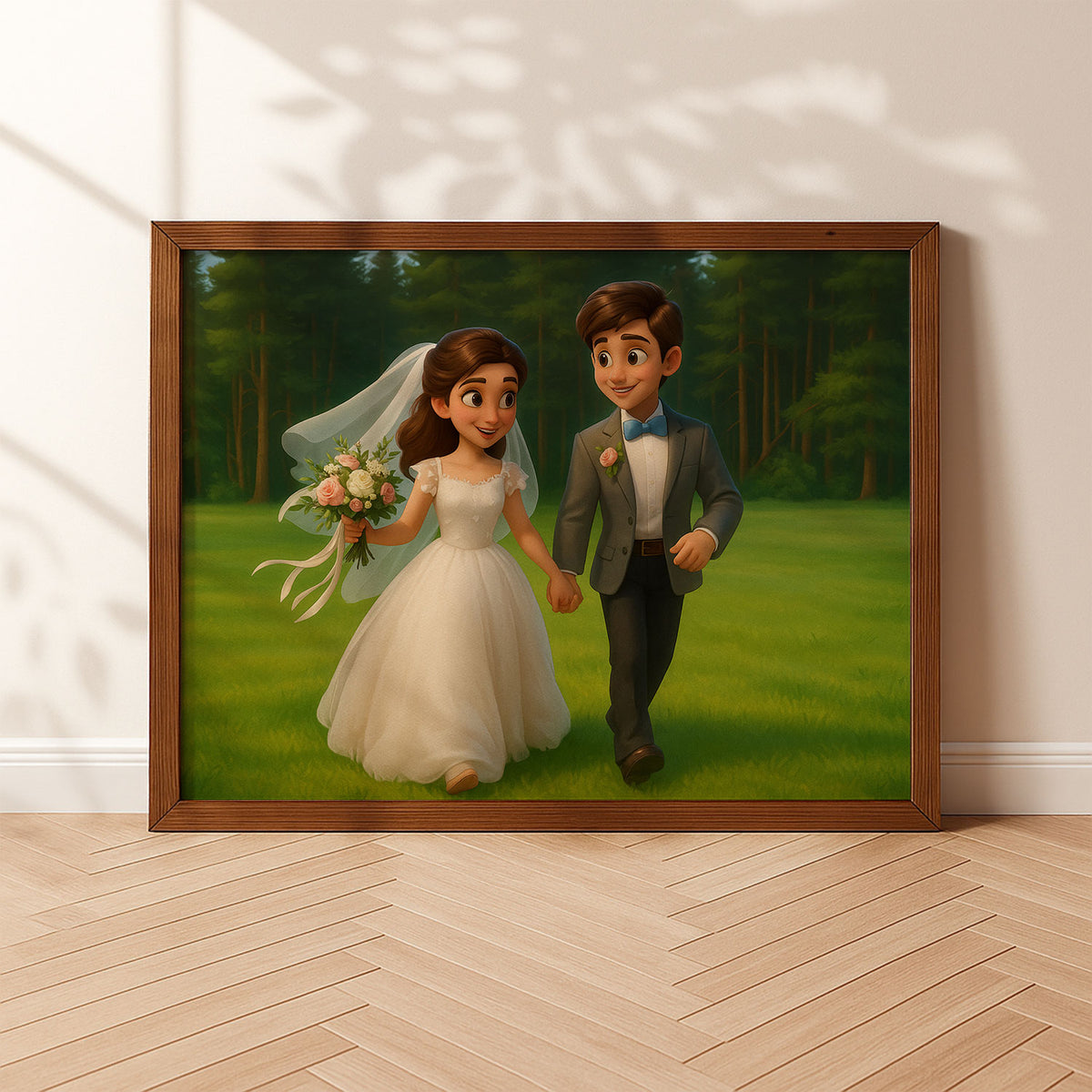 Charming Animated Wedding Couple Art Print - Perfect for Home Decor and Romantic Gifts
 - 7