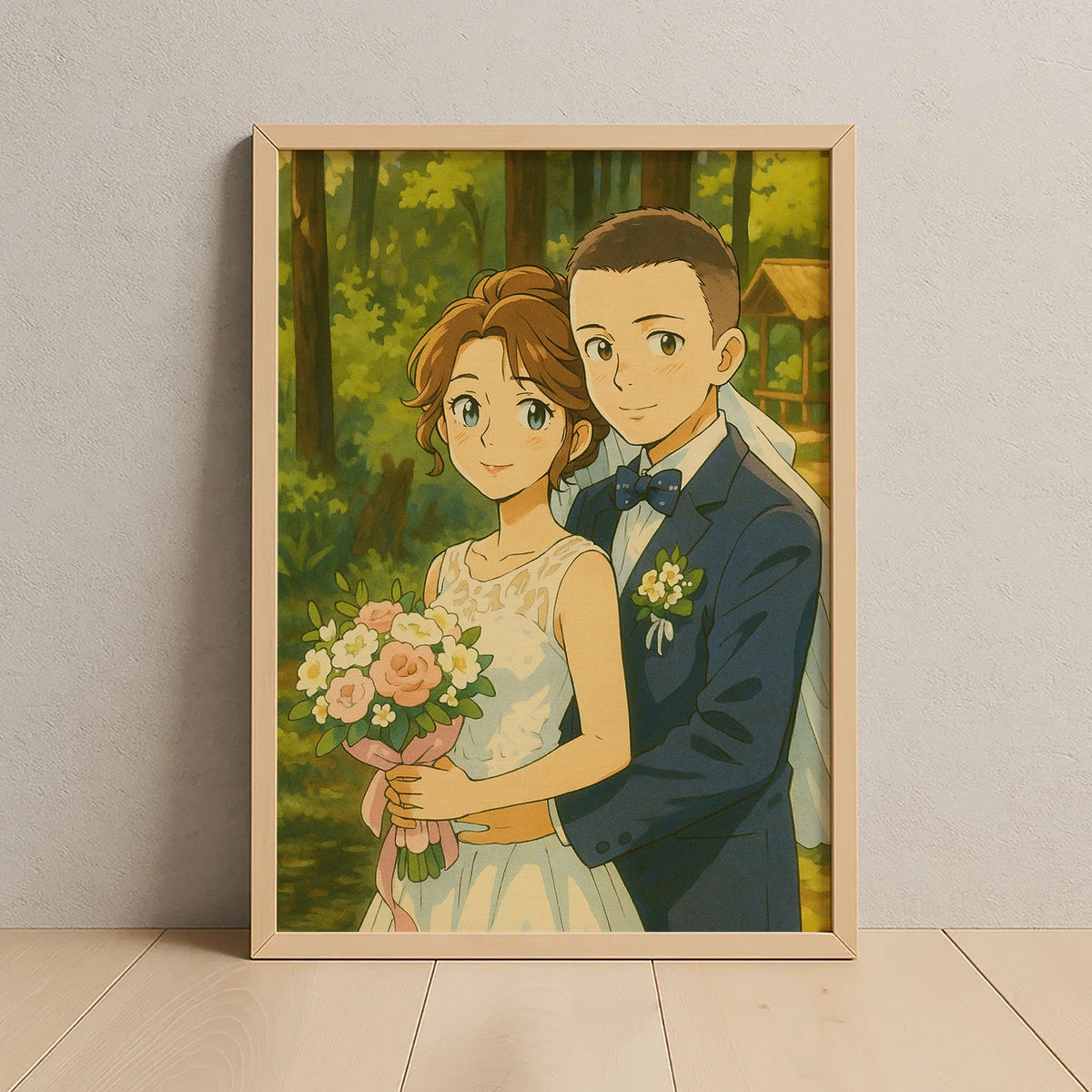 Charming Anime-Style Wedding Artwork: Celebrate Love with Unique Hand-Drawn Portrait of Bride and Groom
 - 7