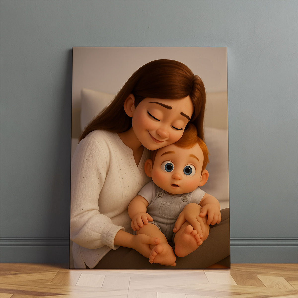 Adorable Mother and Baby Illustration in Charming Cartoon Style - Perfect Wall Art for Nursery Décor
 - 7
