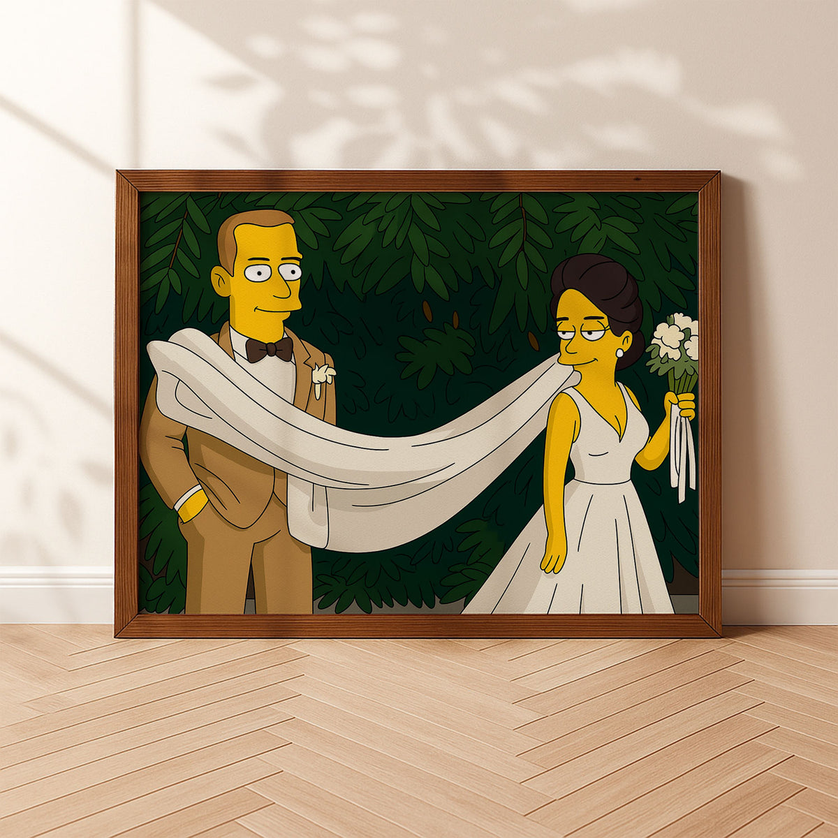 Charming Cartoon Wedding Art: Playful Bride with Bubbles in Whimsical Style
 - 7