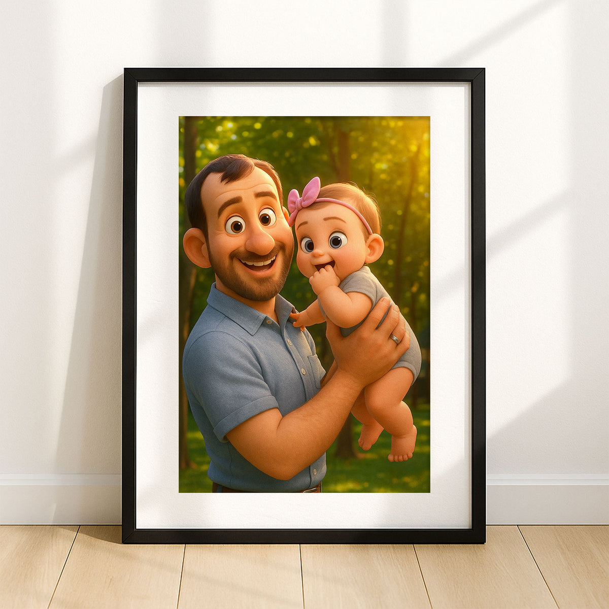 Heartwarming Mother-Daughter Portrait in Vibrant Cartoon Style | Perfect Wall Art for Family Spaces
 - 7