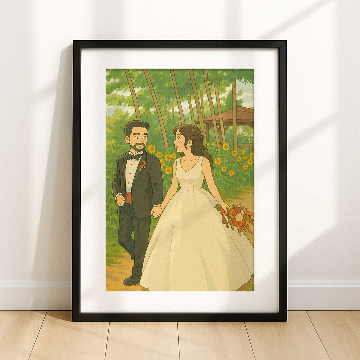 Romantic Wedding Couple Art Print in Charming Cartoon Style – Perfect for Home Décor and Gifts
 - 7