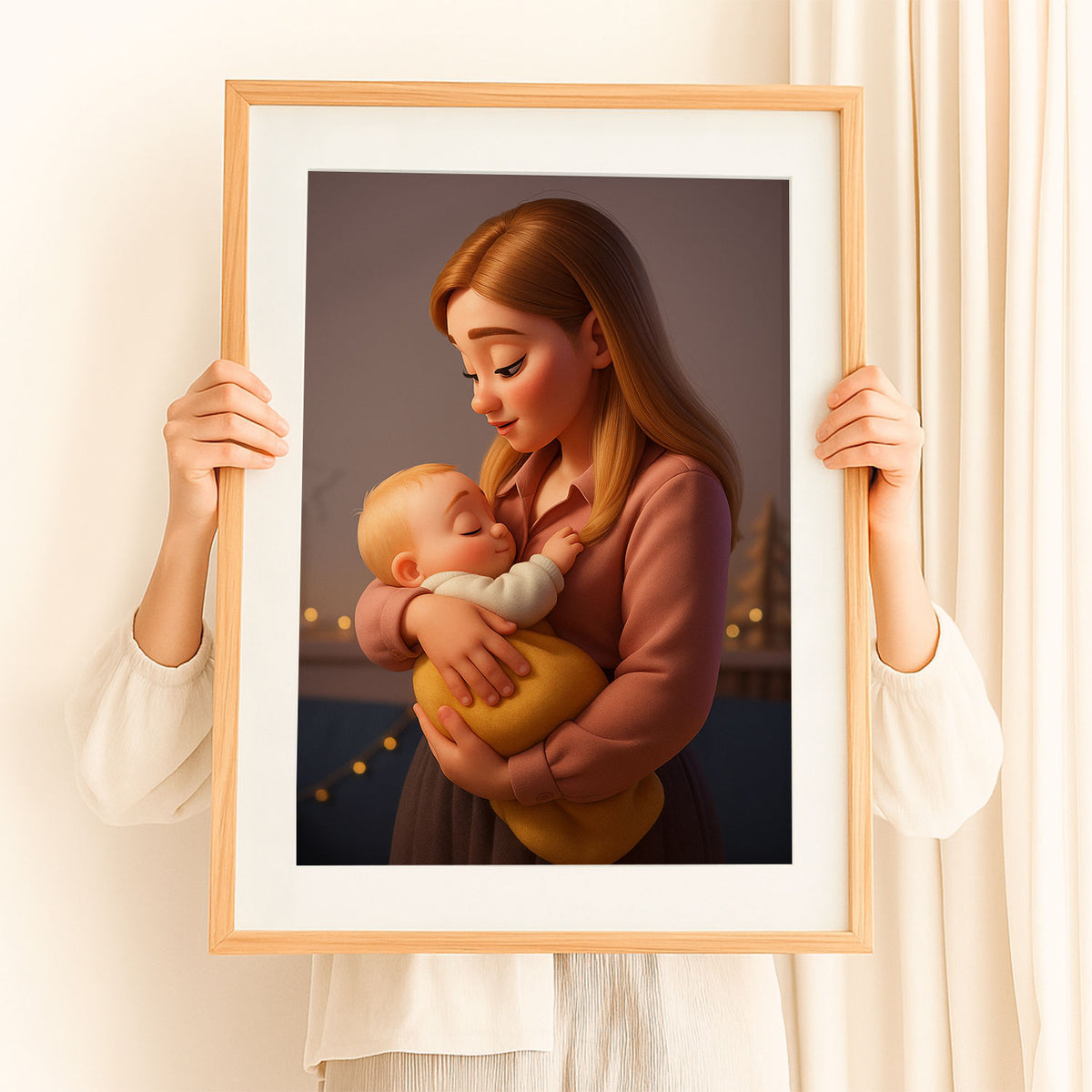 Heartwarming Mother-Child Bond: Adorable Cartoon Art Print for Your Home Décor - Perfect Gift for Moms and New Parents
 - 7