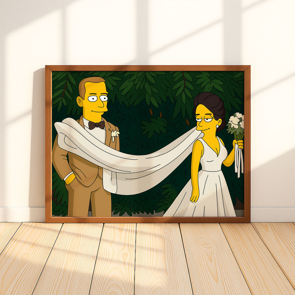 Whimsical Cartoon Wedding Art: Celebrate Love with Fun Couple in Bright Animated Style
 - 7
