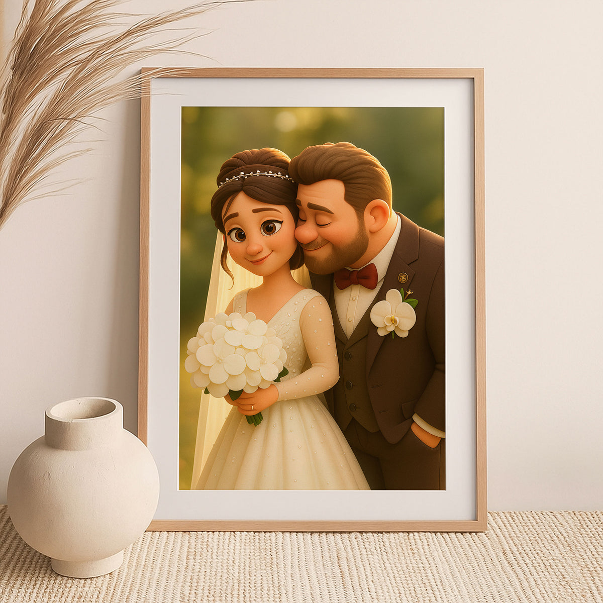 Charming Cartoon Wedding Artwork: Celebrating Love with a Cute Bride and Groom Illustration in a Whimsical Style
 - 7