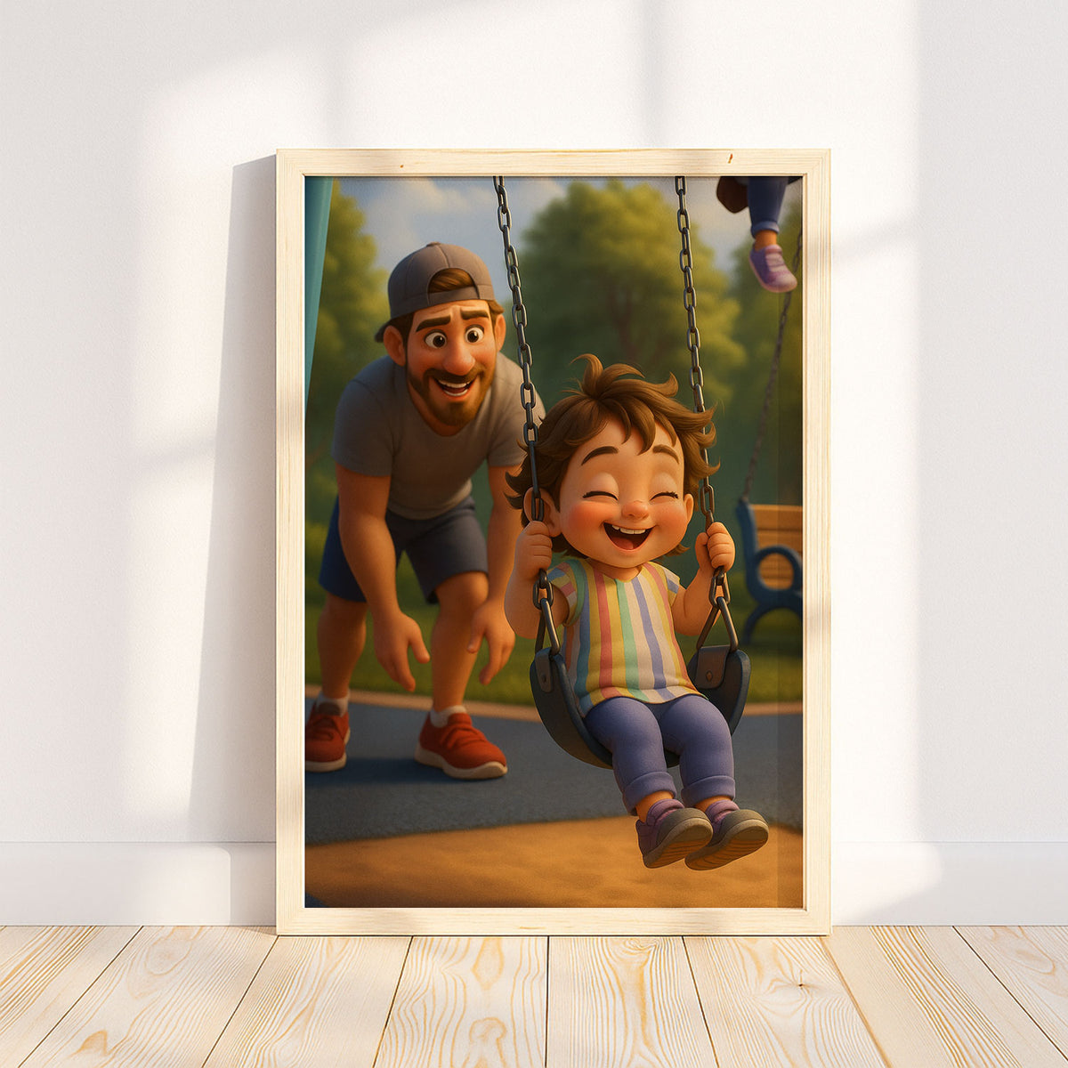 Heartwarming Disney-Inspired Mother and Daughter Art Print - Bright and Cheerful Family Portrait
 - 7