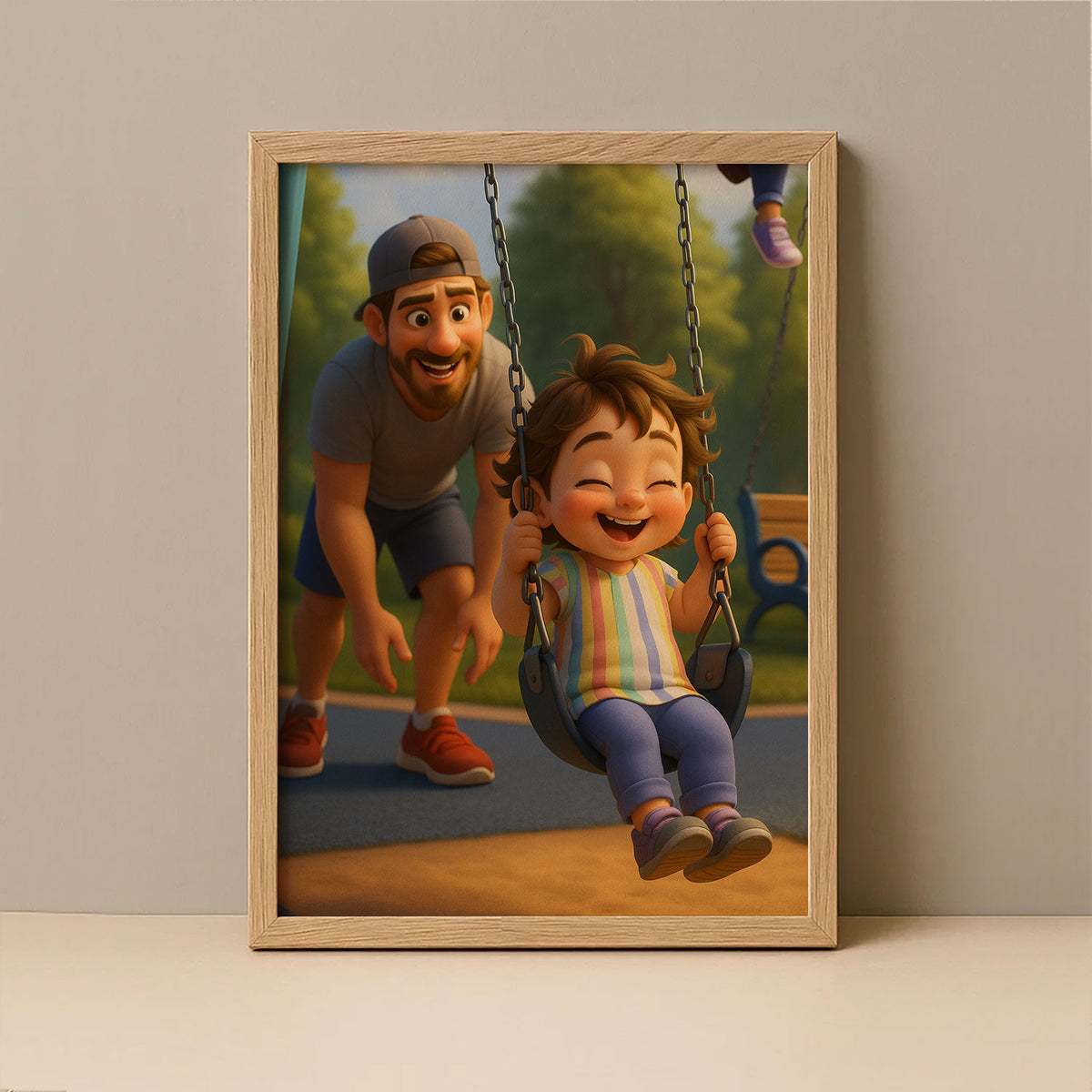 Charming Mother-Daughter Portrait in Vibrant Cartoon Style - Perfect Home Décor for Family Lovers
 - 7