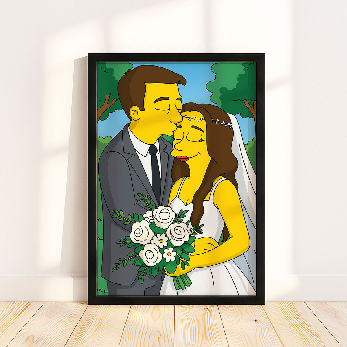 Whimsical Cartoon Wedding Art Print in Iconic Style – Celebrate Love with a Unique Simpsons-Inspired Design
 - 7