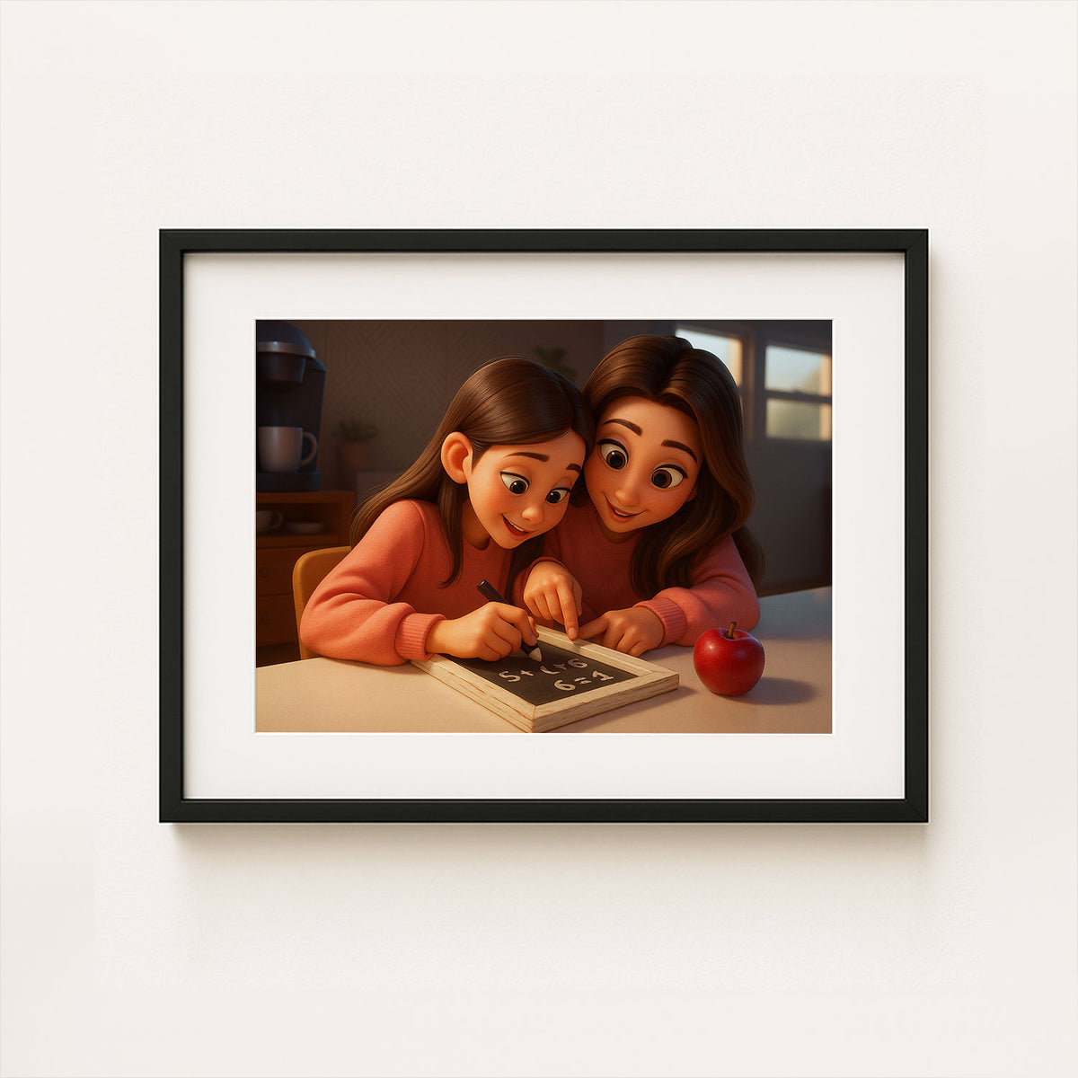 Heartwarming Mother and Baby Digital Art Print - Cozy Moments in a Charming Cartoon Style for Home Decor
 - 7