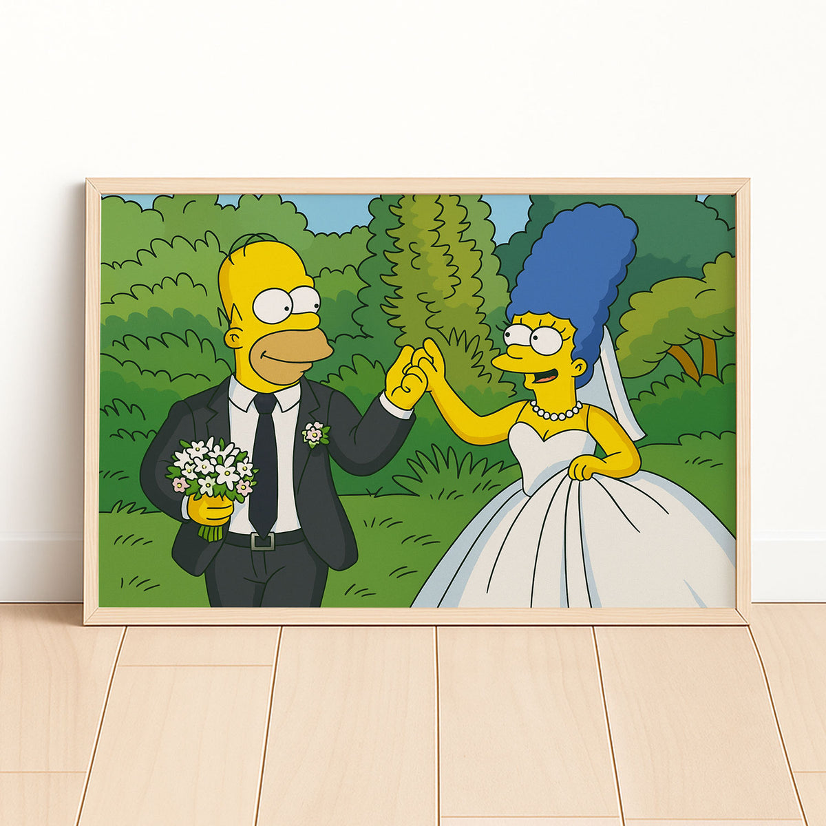 Charming Simpsons Wedding Art Print – Celebrate Love with Fun Cartoon Style Decor!
 - 7