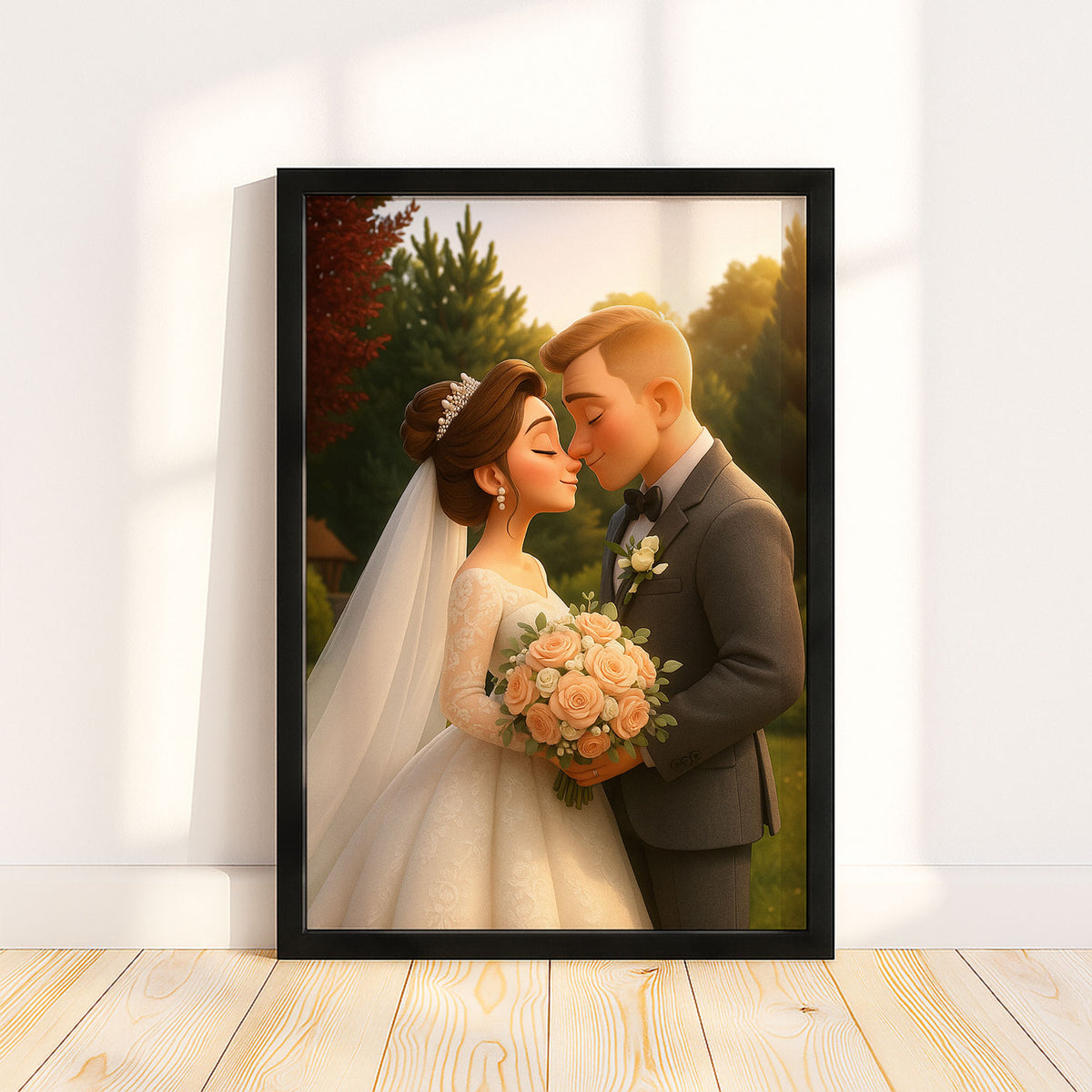 Charming Animated Wedding Portrait of a Bride and Groom – Perfect for Celebrating Love and Romance
 - 6
