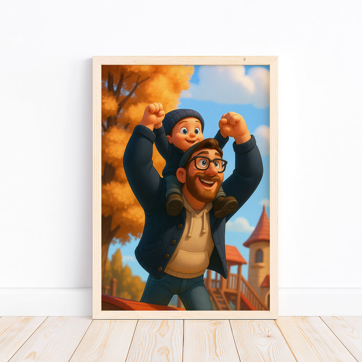 Charming Cartoon Mother and Daughter Portrait | Whimsical Animation Art for Cozy Home Decor
 - 7