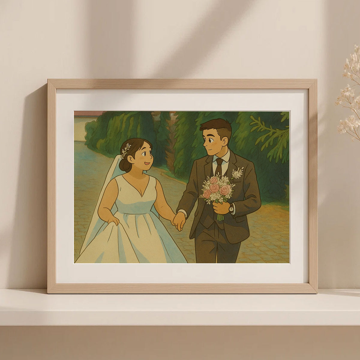 Romantic Wedding Kiss Art Print | Elegant Anime Style Artwork for Home Décor
 - 7