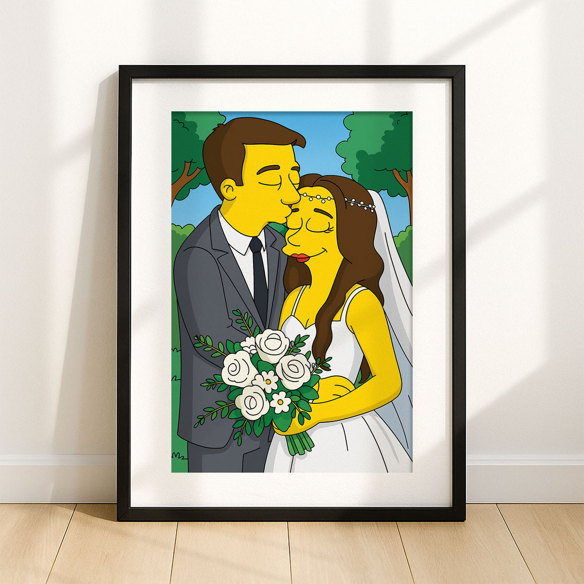 Charming Simpsons Wedding Art Print - Homage to Love in Vibrant Cartoon Style
 - 7