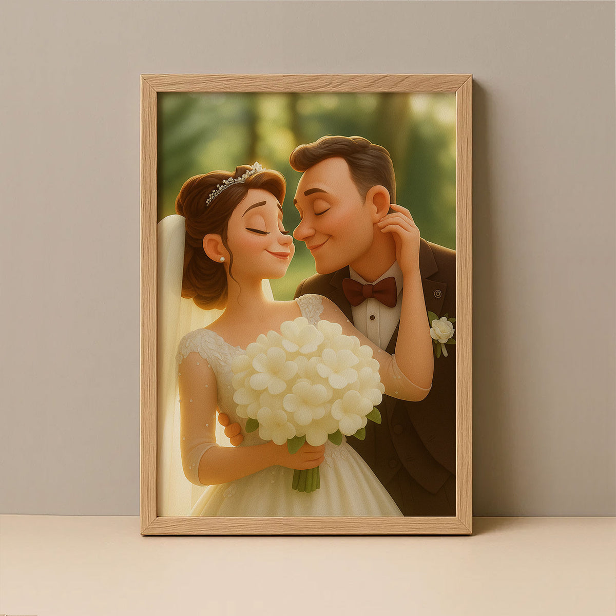 Charming Cartoon Couple Wedding Portrait: Enchanting Animated Style for Your Home Decor
 - 7