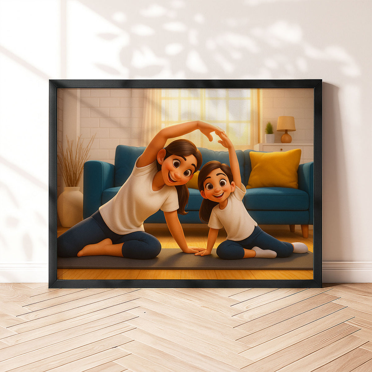 Heartwarming Digital Art of a Mother Embracing Her Sleeping Baby – Cute Cartoon Style Wall Decor for Nursery or Kids’ Room
 - 7