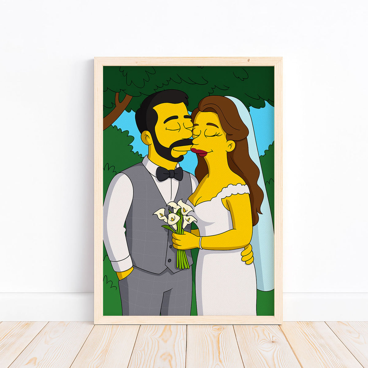 Whimsical Simpsons Wedding Art Print – Perfect Gift for Fans of Pop Culture and Unique Home Decor
 - 7