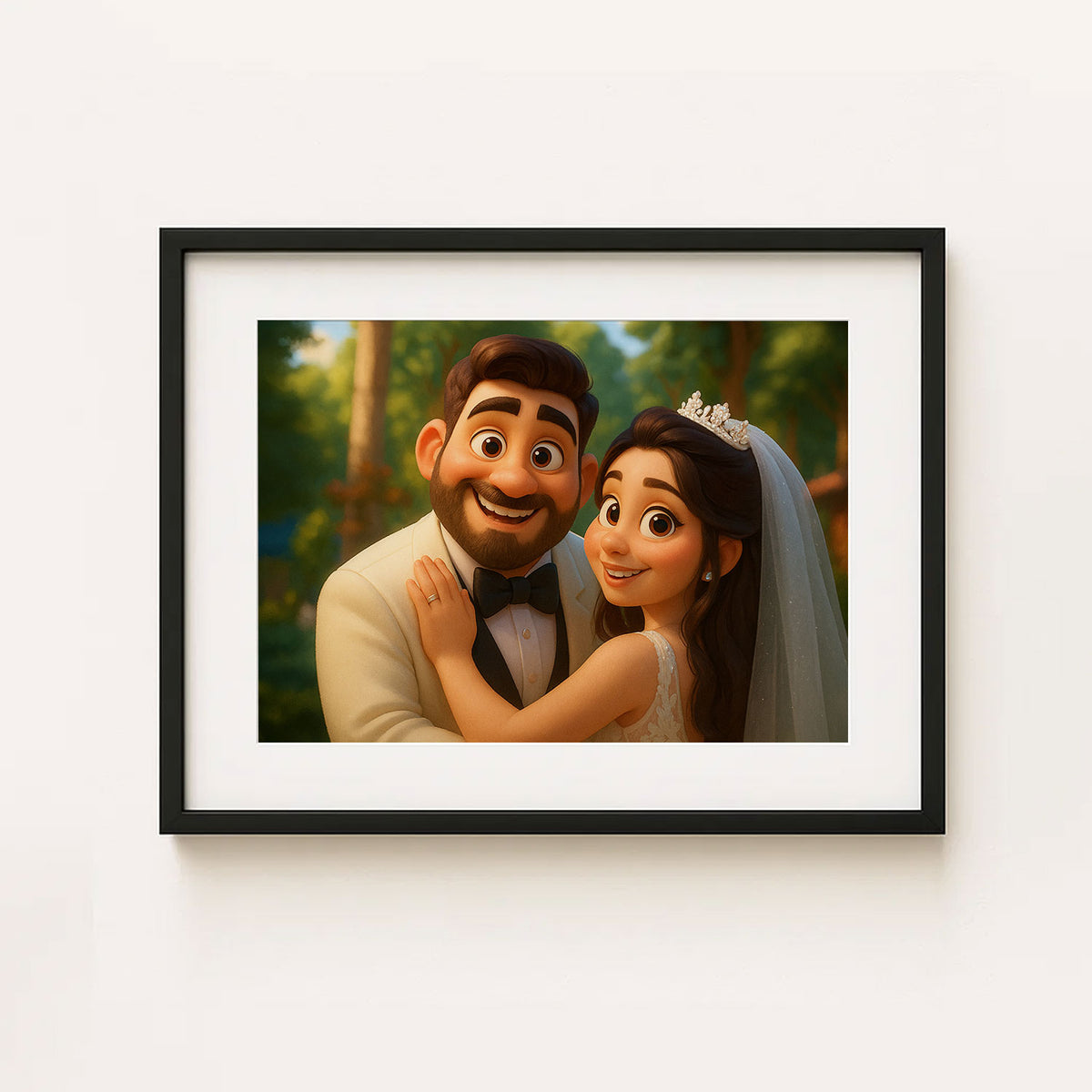 Charming Cartoon Couple Kissing – Romantic Wedding Artwork for Home Decor
 - 7