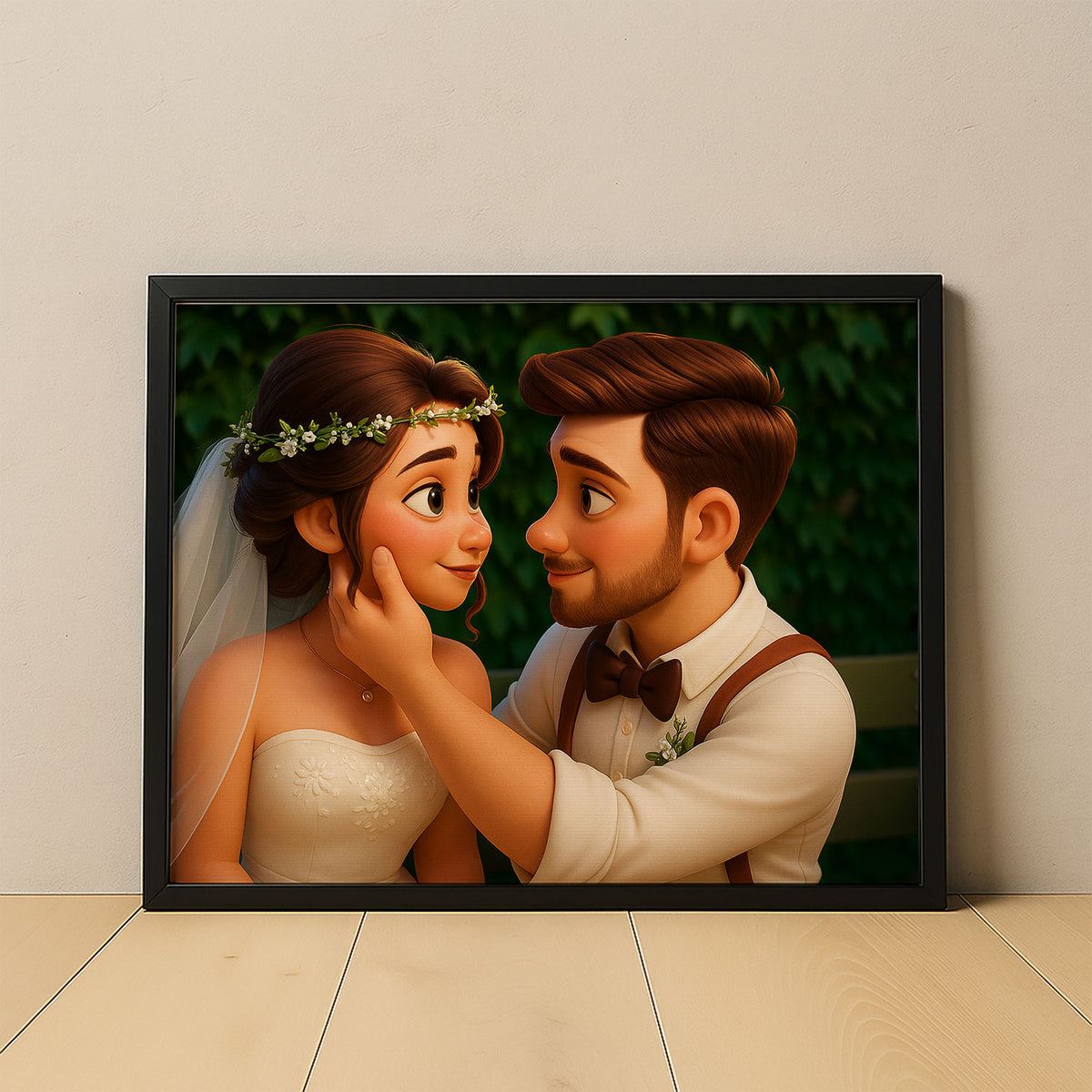 Charming Cartoon Wedding Art: Cute Couple Portrait for Your Home Decor Collection
 - 7