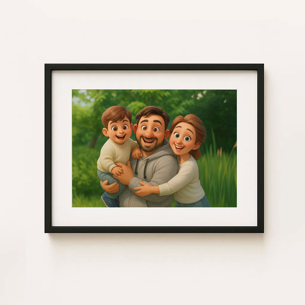 Heartwarming Mother-Daughter Embrace Artwork in Whimsical Cartoon Style - Perfect for Family Home Decor
 - 7