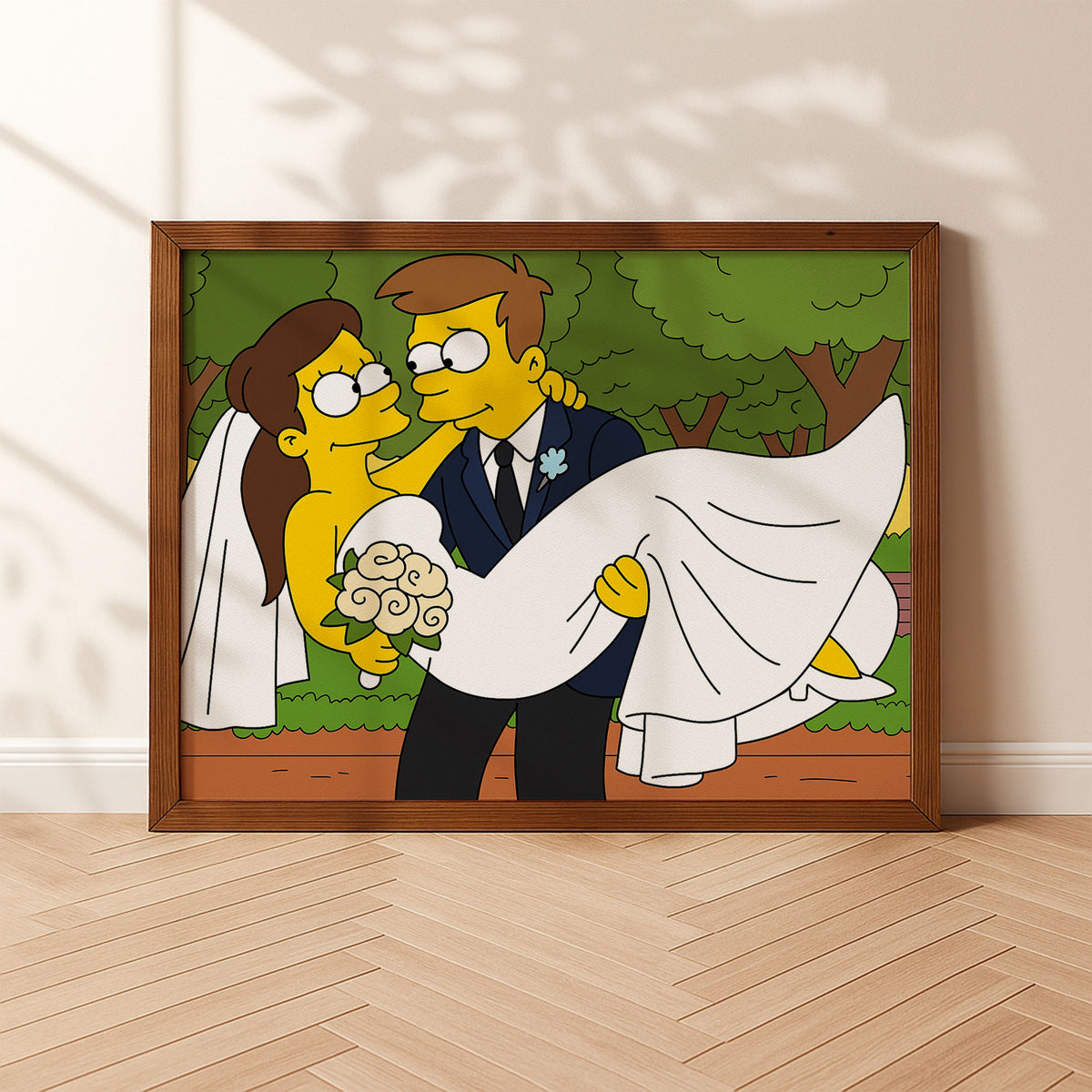 Charming Simpsons Wedding Art – Homer and Marge&#39;s Colorful Love Story Print
 - 7