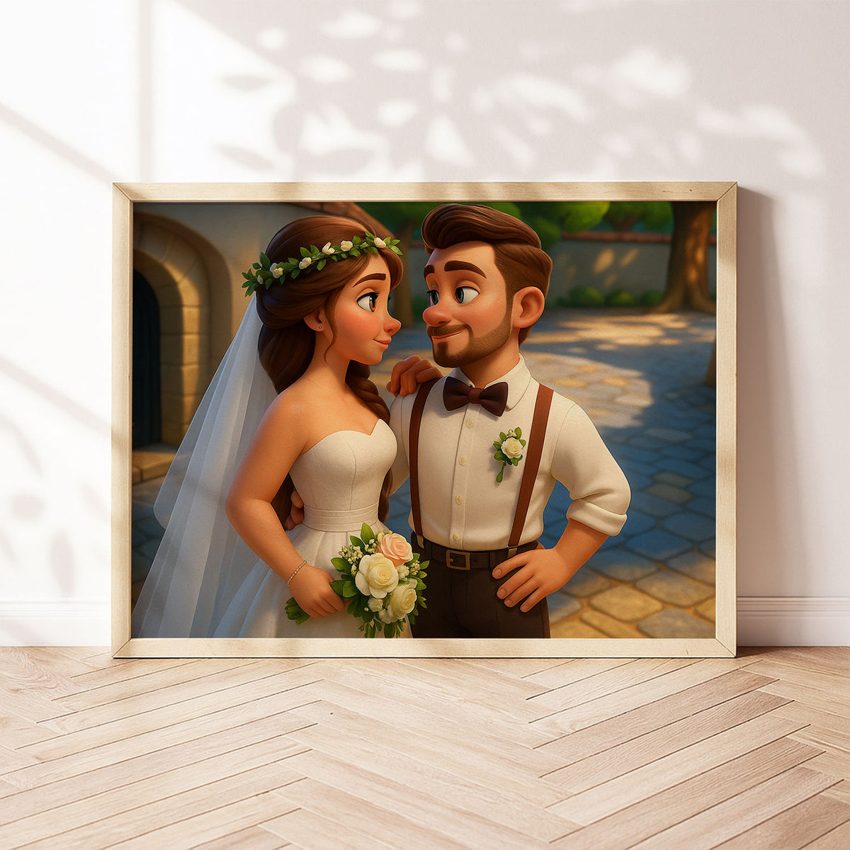 Charming Animated Wedding Portrait of Bride and Groom - Perfect for Home Decor and Gift Ideas
 - 7