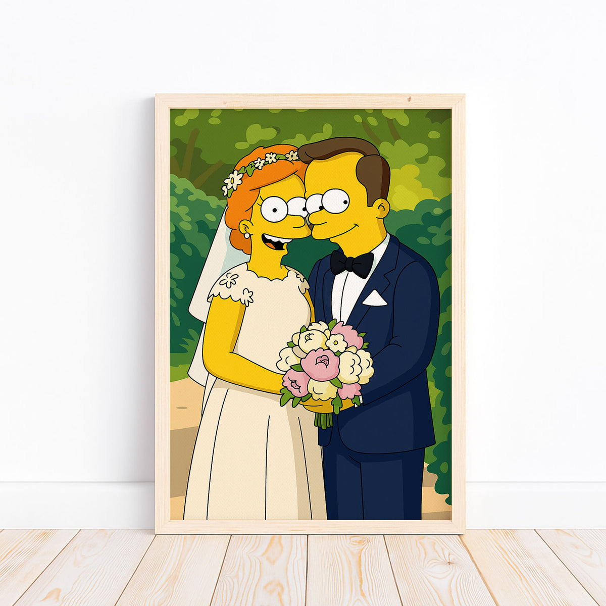 Whimsical Simpsons Wedding Art Print – Celebrate Love with Fun Cartoon Style Decor
 - 7