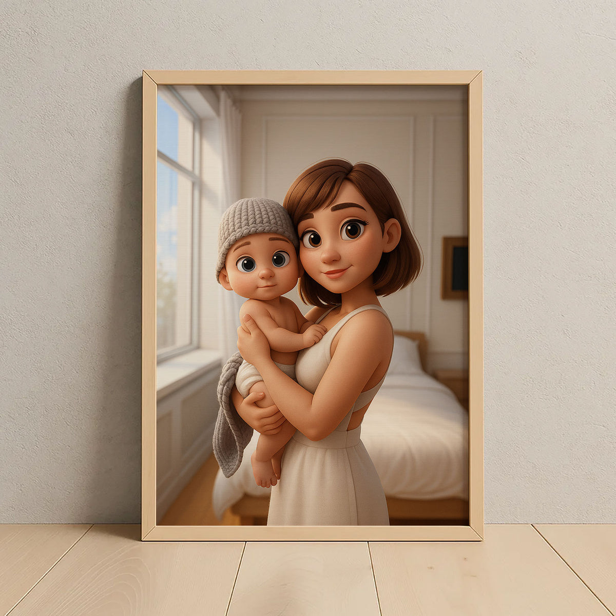 Charming Cartoon Style Mother and Baby Wall Art - Perfect for Nursery Decor and Gifts for New Moms
 - 7