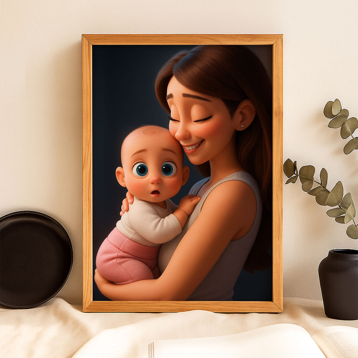 Charming Disney-Style Illustration of a Loving Mother with Baby - Perfect for Nursery Decor and Family Art
 - 7