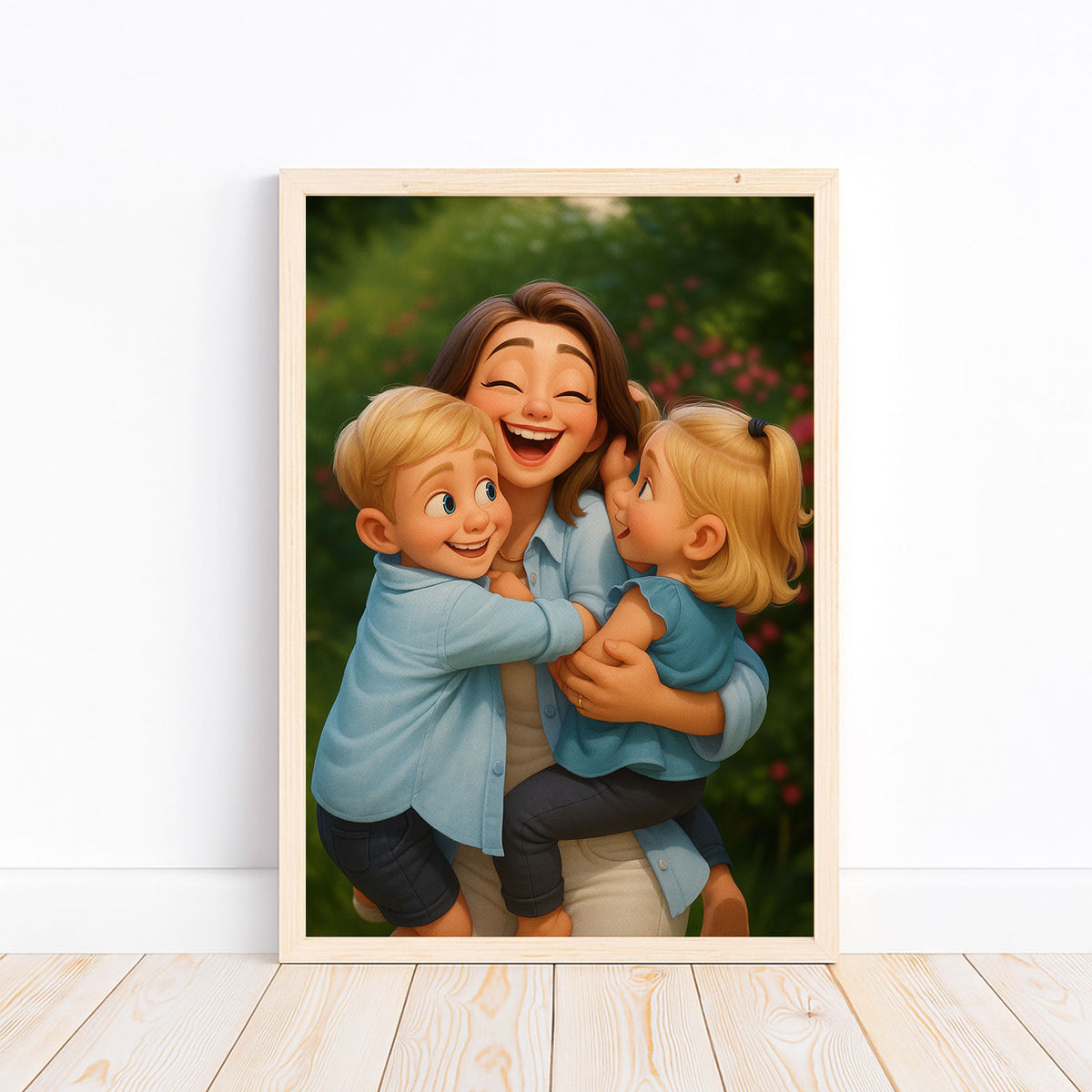 Heartwarming Family Portrait Art Print in Vibrant Cartoon Style - Perfect for Kids&#39; Rooms and Family Spaces
 - 7