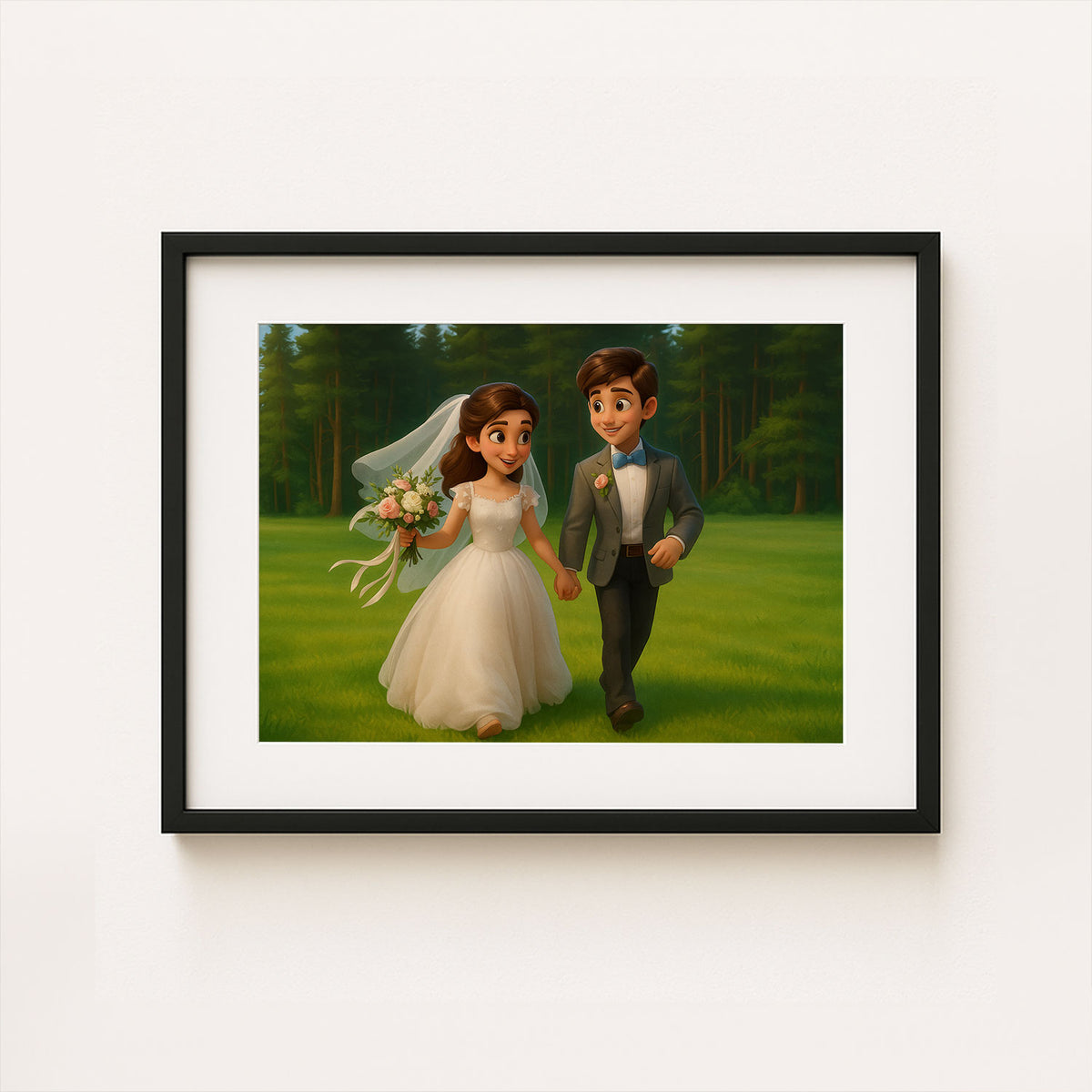 Charming Cartoon Wedding Couples Art Print – Perfect Love and Joy Decor for Weddings and Anniversaries
 - 7